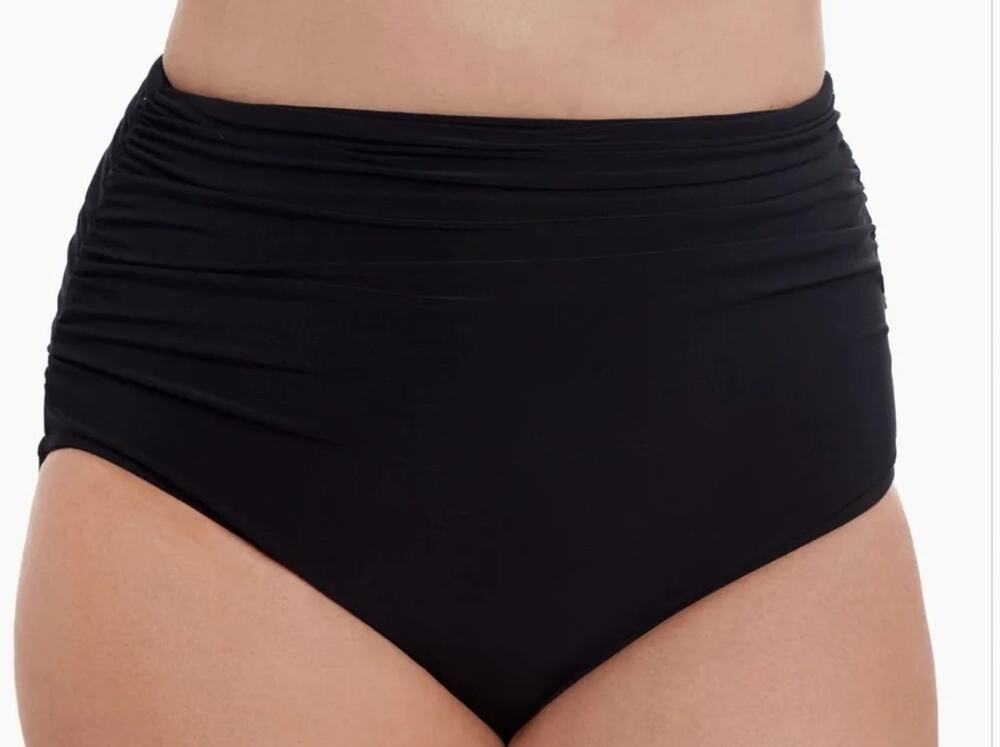 Trimshaper Swimwear Bottoms Control Brief Shirred 16W Black NEW with Tags